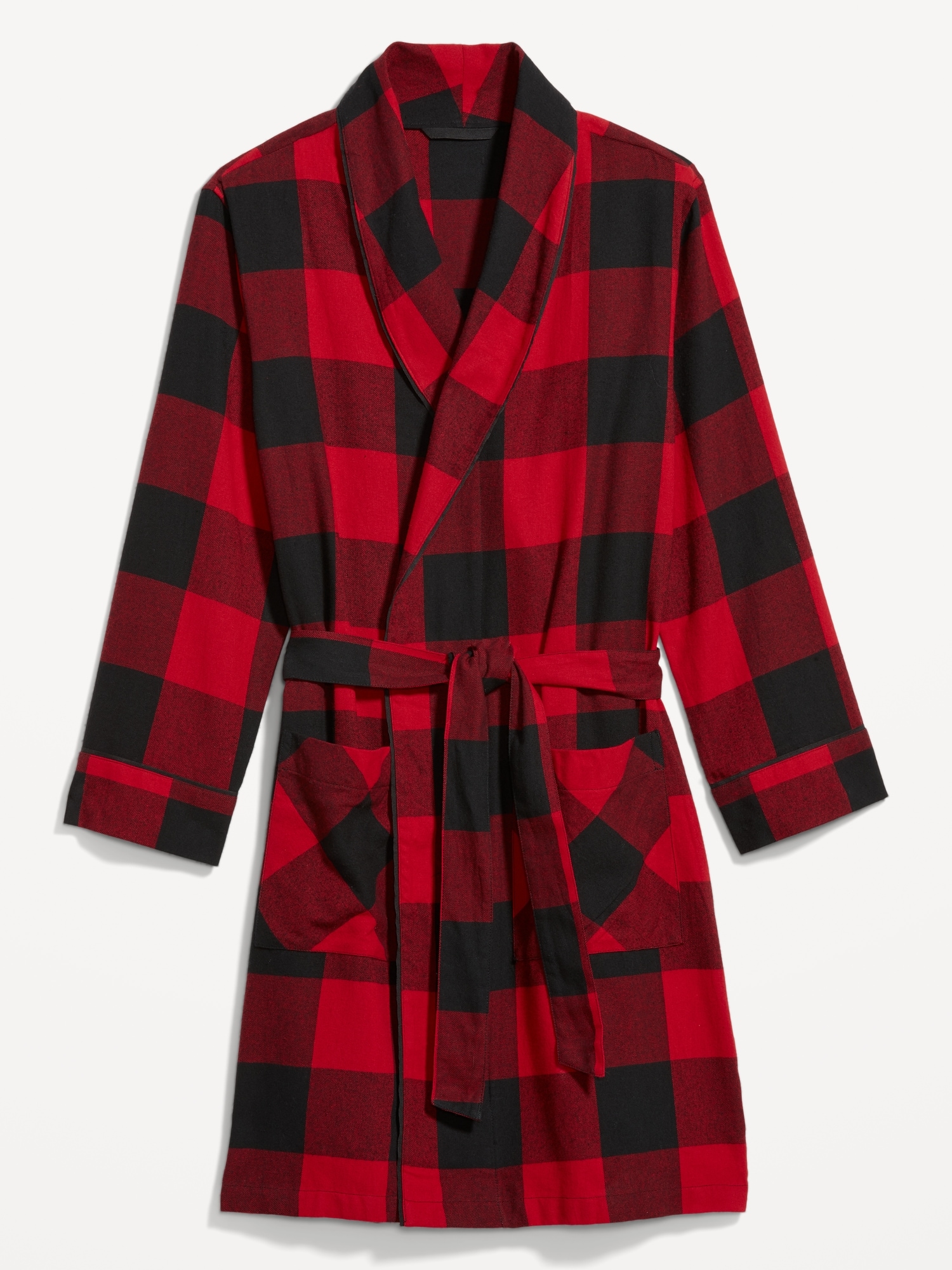 Men's 100% Cotton Flannel Robe - Windowpane Checks - Navy – FlannelPeople