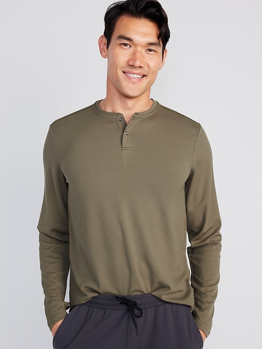 Long-Sleeve Thermal-Knit Performance Henley | Old Navy