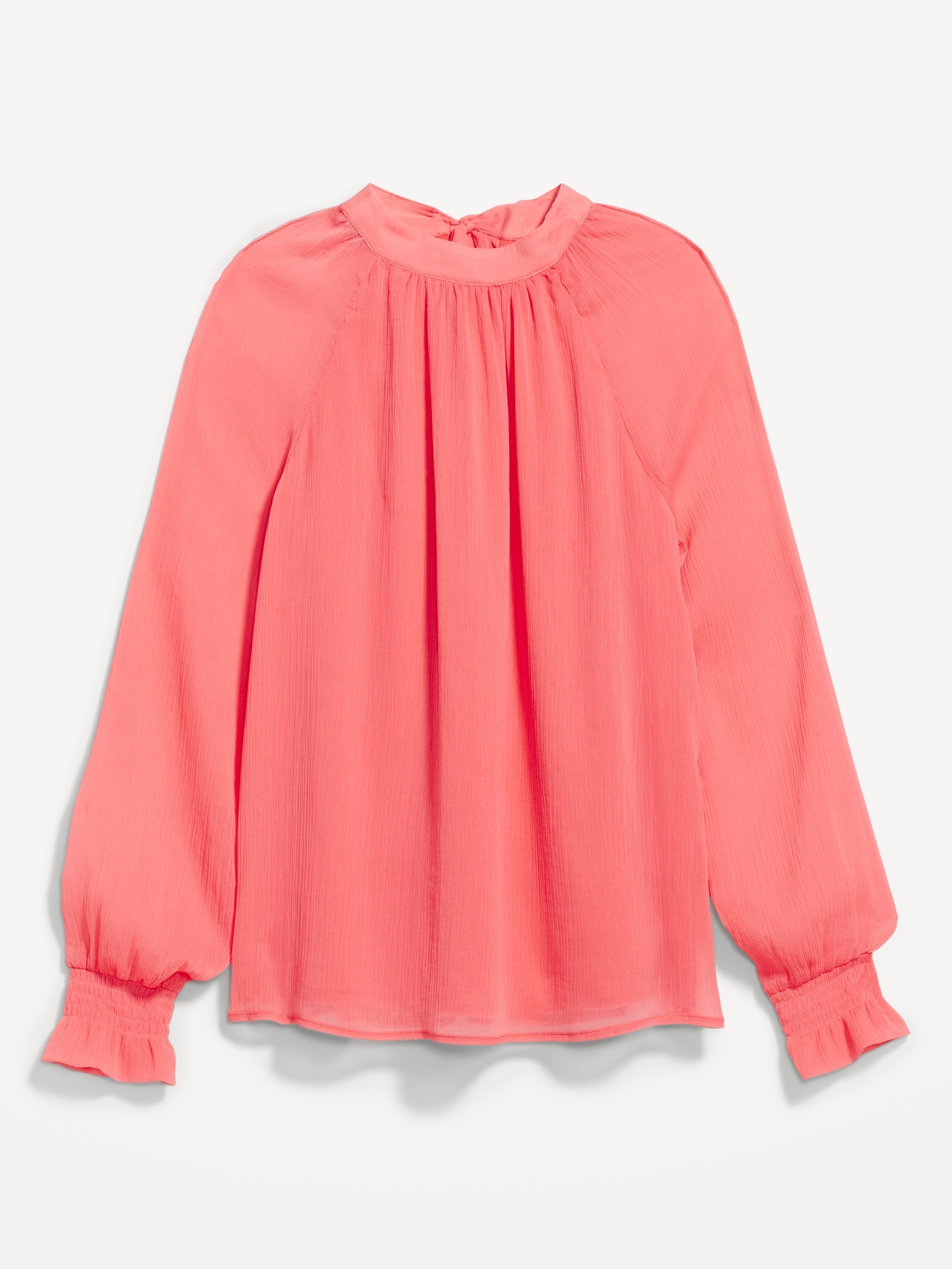 Shirred Mock Neck Tie Back Blouse Old Navy shirred-mock-neck-tie-back-blouse-old-navy