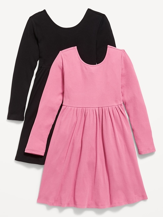 View large product image 1 of 1. Long-Sleeve Rib-Knit Fit & Flare Dress 2-Pack for Girls