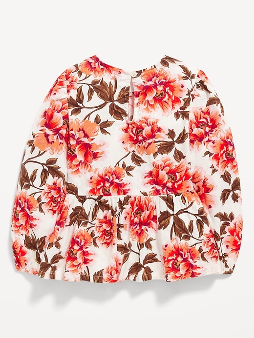 View large product image 2 of 3. Printed Long-Sleeve Peplum Top for Toddler Girls