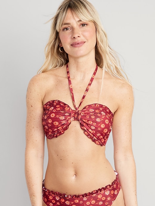 Image number 1 showing, Ruffled Convertible Bandeau Swim Top