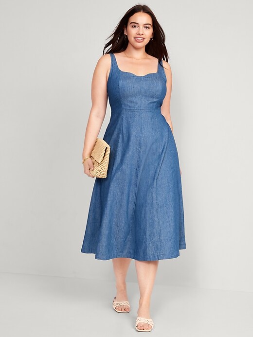 Image number 3 showing, Fit & Flare Sleeveless Jean Midi Dress