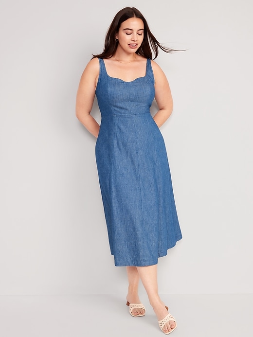 Image number 4 showing, Fit & Flare Sleeveless Jean Midi Dress