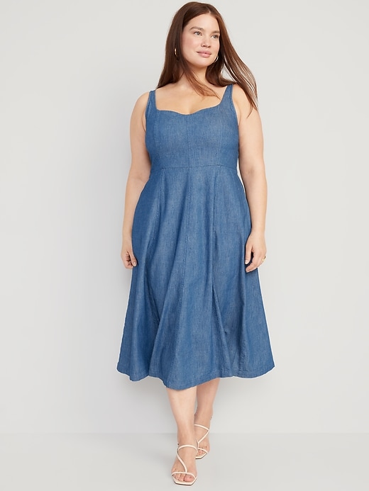 Image number 6 showing, Fit & Flare Sleeveless Jean Midi Dress