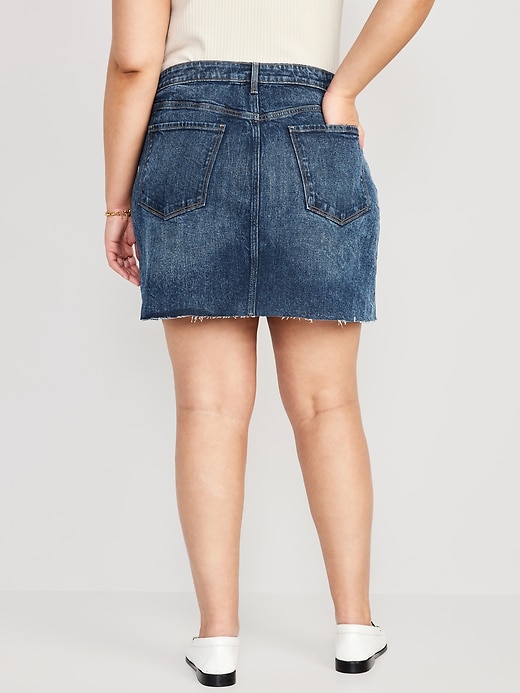 Image number 8 showing, High-Waisted Button-Fly OG Straight Mini Cut-Off Jean Skirt