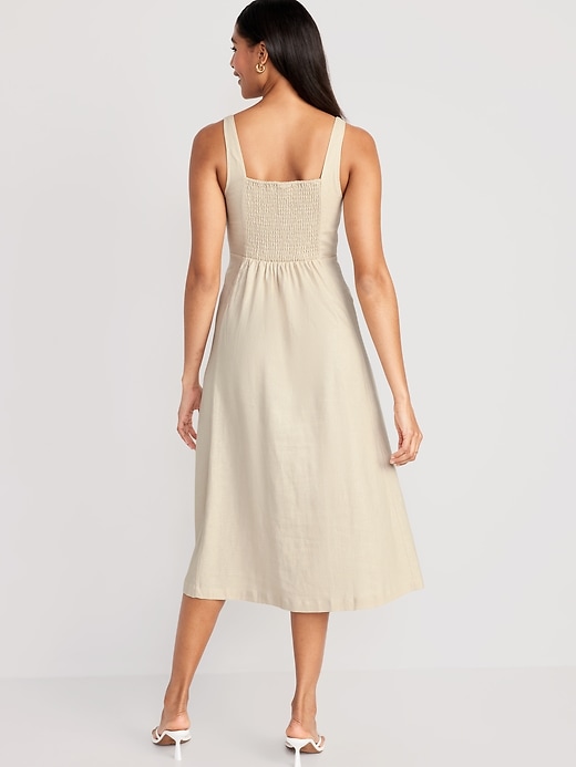 Image number 2 showing, Fit & Flare Sleeveless Linen-Blend Midi Dress