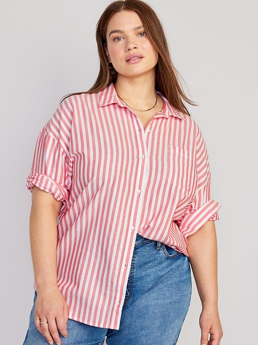 Striped Oxford Boyfriend Shirt Old Navy