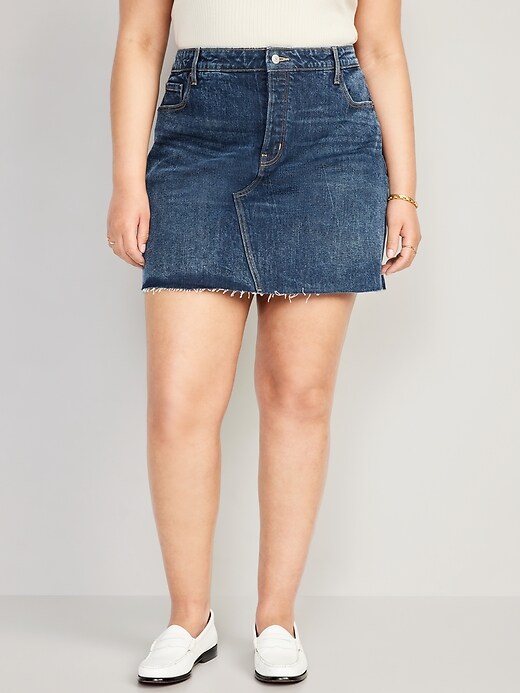 Image number 7 showing, High-Waisted Button-Fly OG Straight Mini Cut-Off Jean Skirt