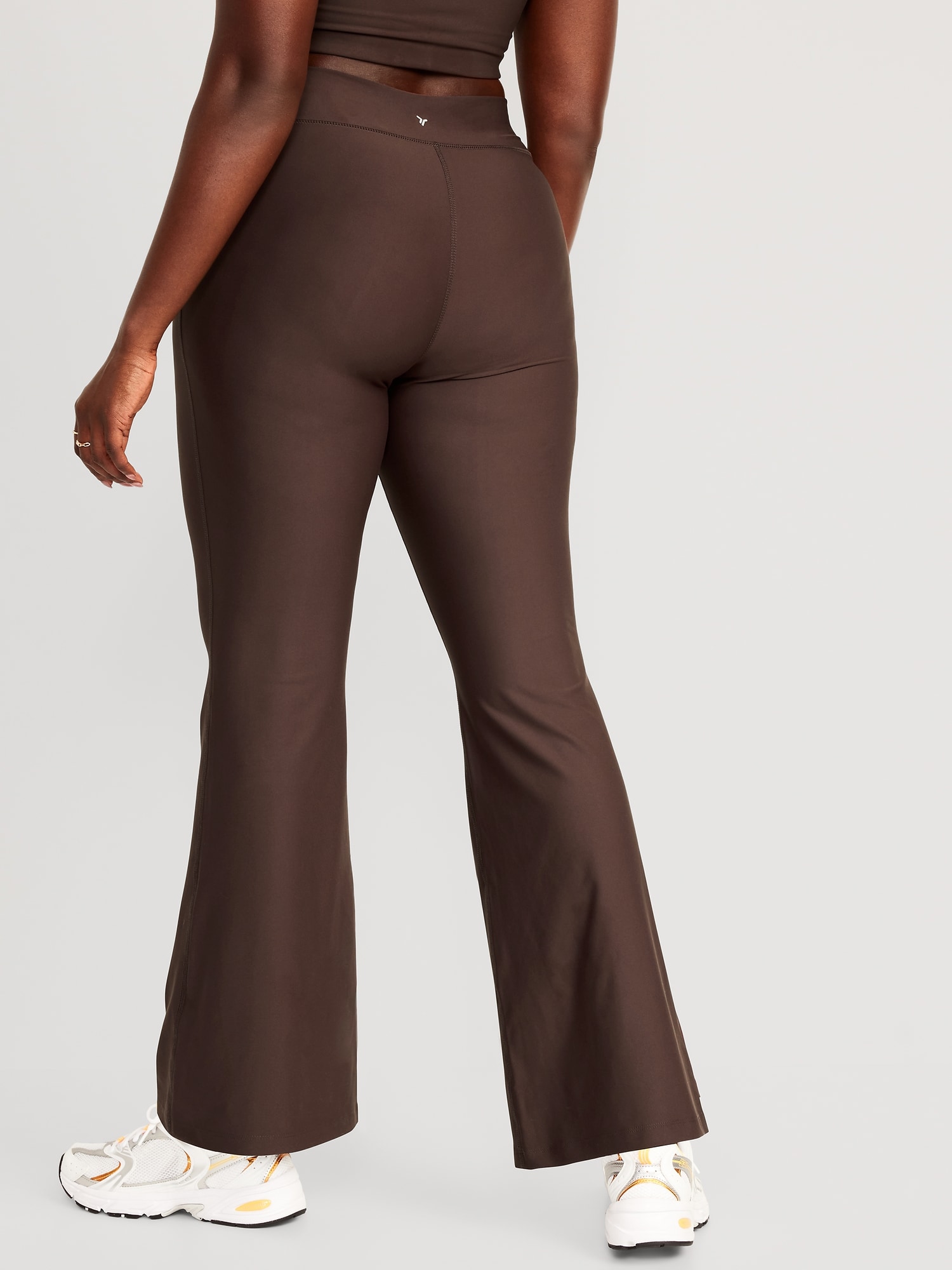 Long Flare Leggings for Women Tall Brown Ladies Solid Color High