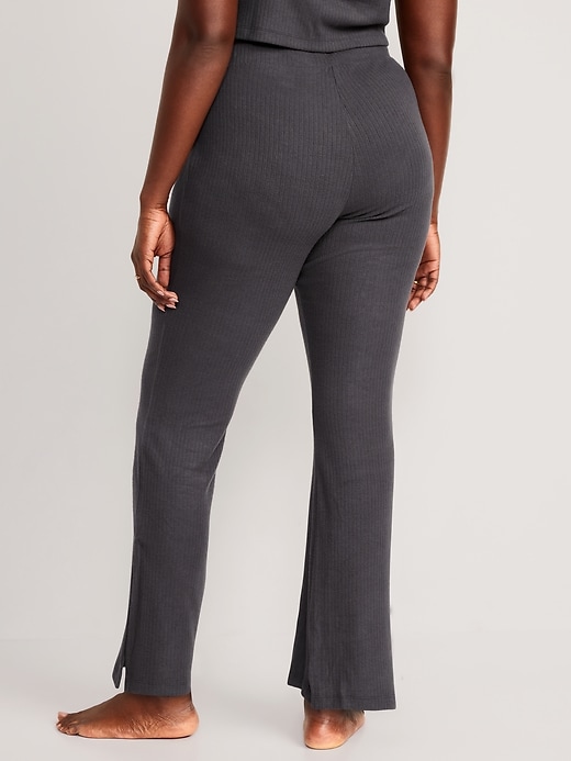 Image number 6 showing, High-Waisted Rib-Knit Split Flare Lounge Pants