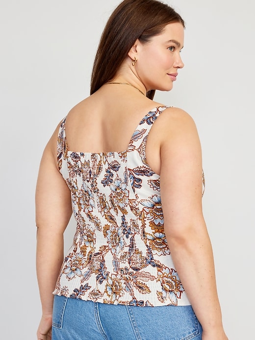 Image number 8 showing, Fitted Sleeveless Linen-Blend Floral Top