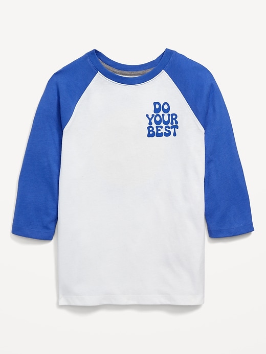 View large product image 1 of 2. 3/4-Length Raglan-Sleeve Graphic T-Shirt for Boys