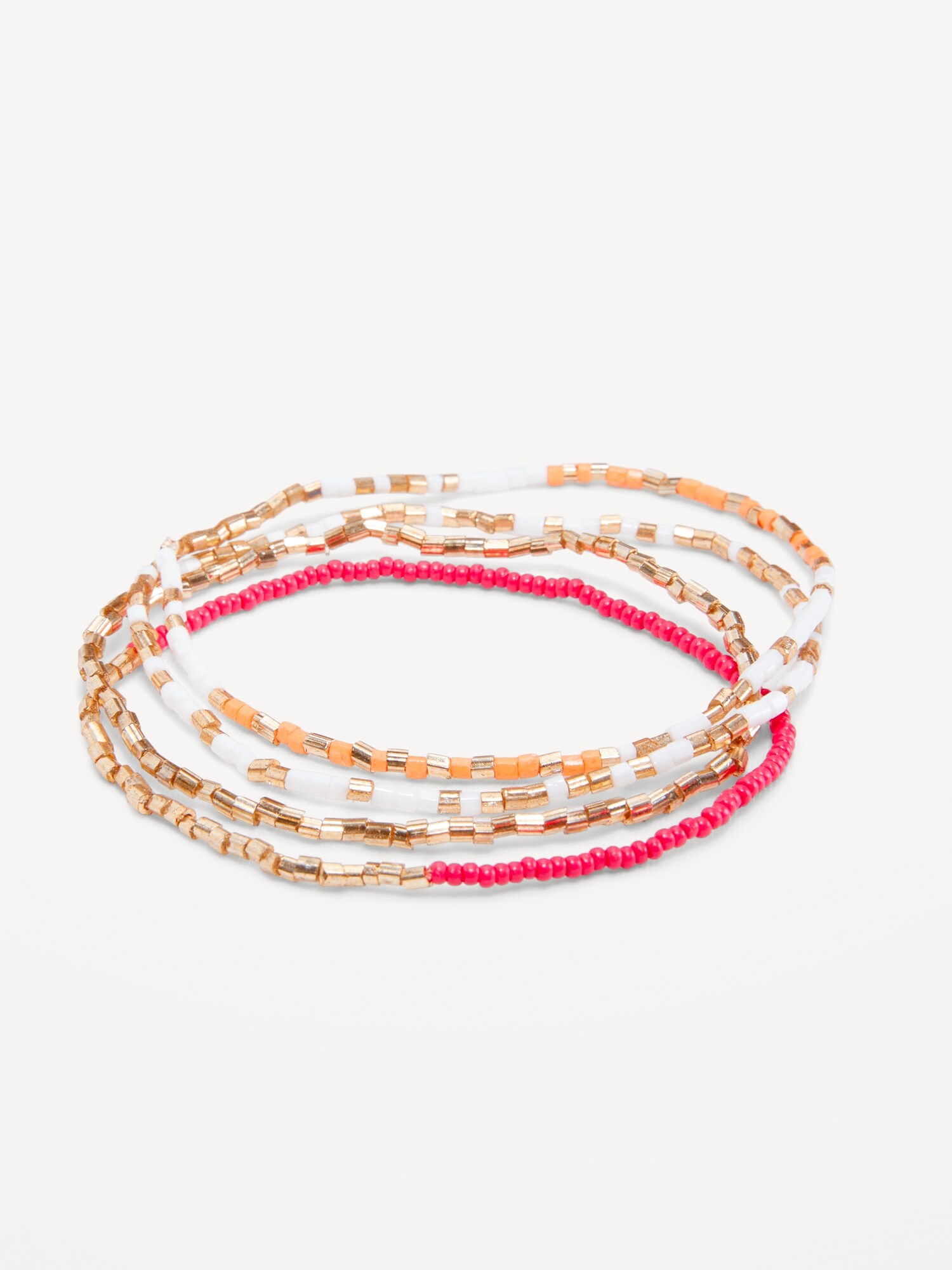 Gold-Plated Beaded Stretch Bracelet 4-Pack for Women