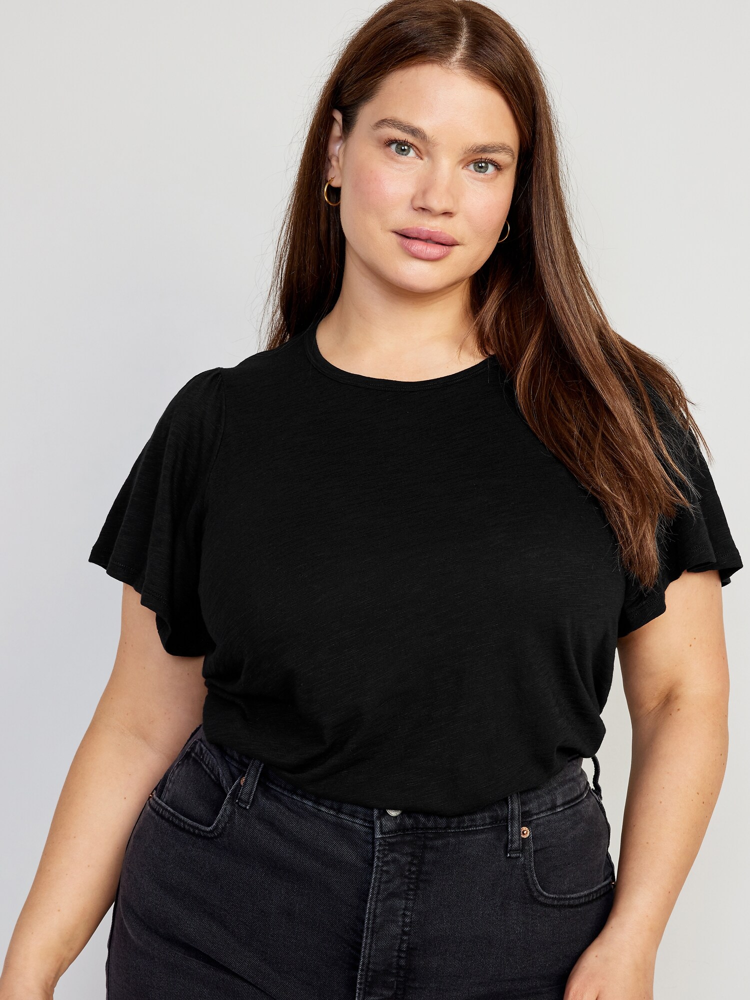 Flutter Sleeve Slub Knit Top Old Navy