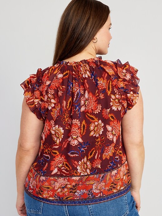 RuffleTrim Smocked Floral Top Old Navy