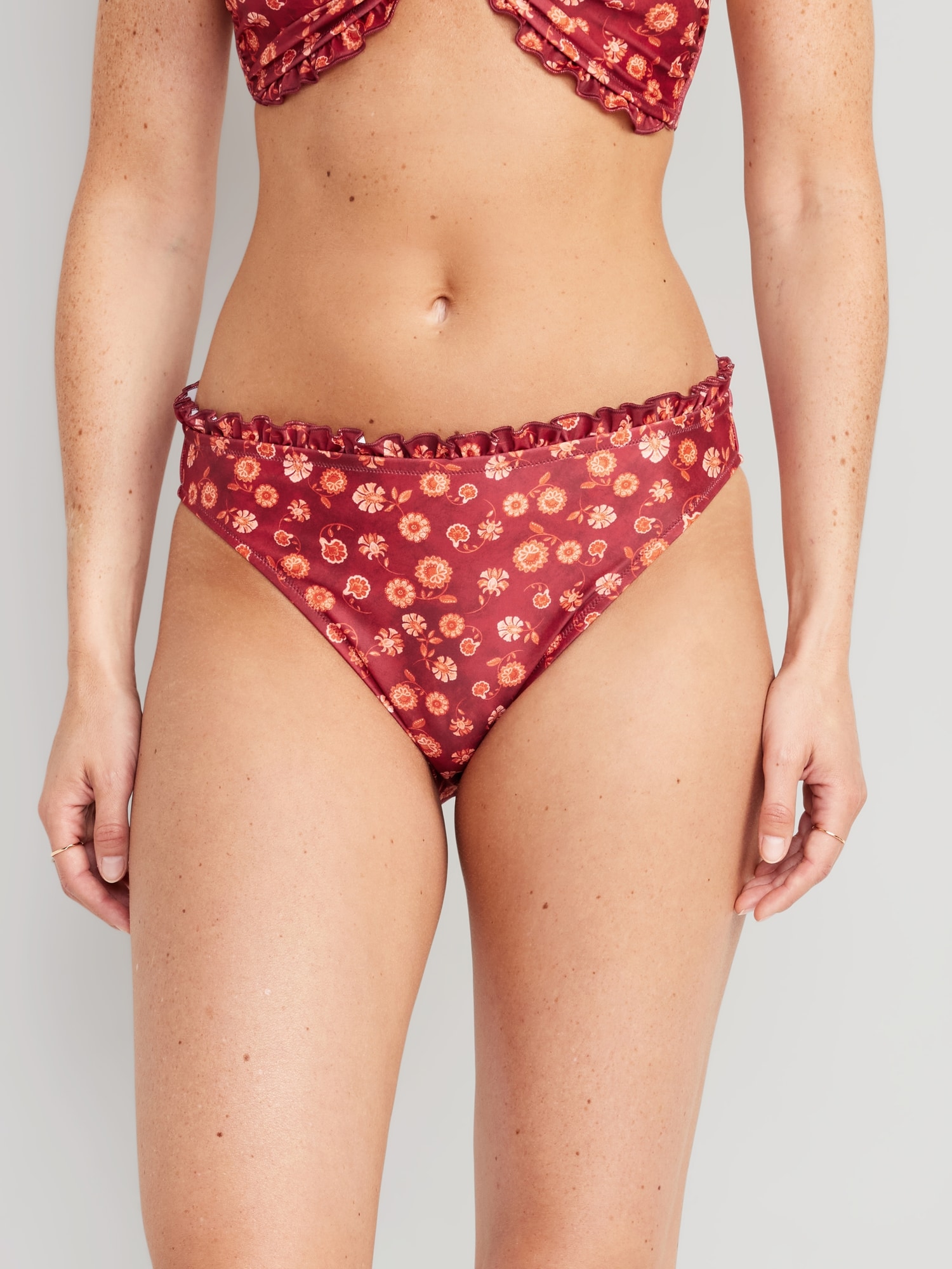 Oldnavy Mid-Rise Ruffle-Trim Bikini Swim Bottoms for Women