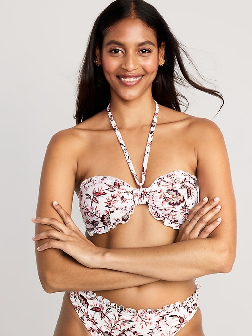 Image number 1 showing, Ruffled Convertible Bandeau Swim Top