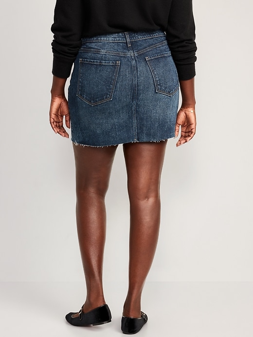 Image number 6 showing, High-Waisted Button-Fly OG Straight Mini Cut-Off Jean Skirt