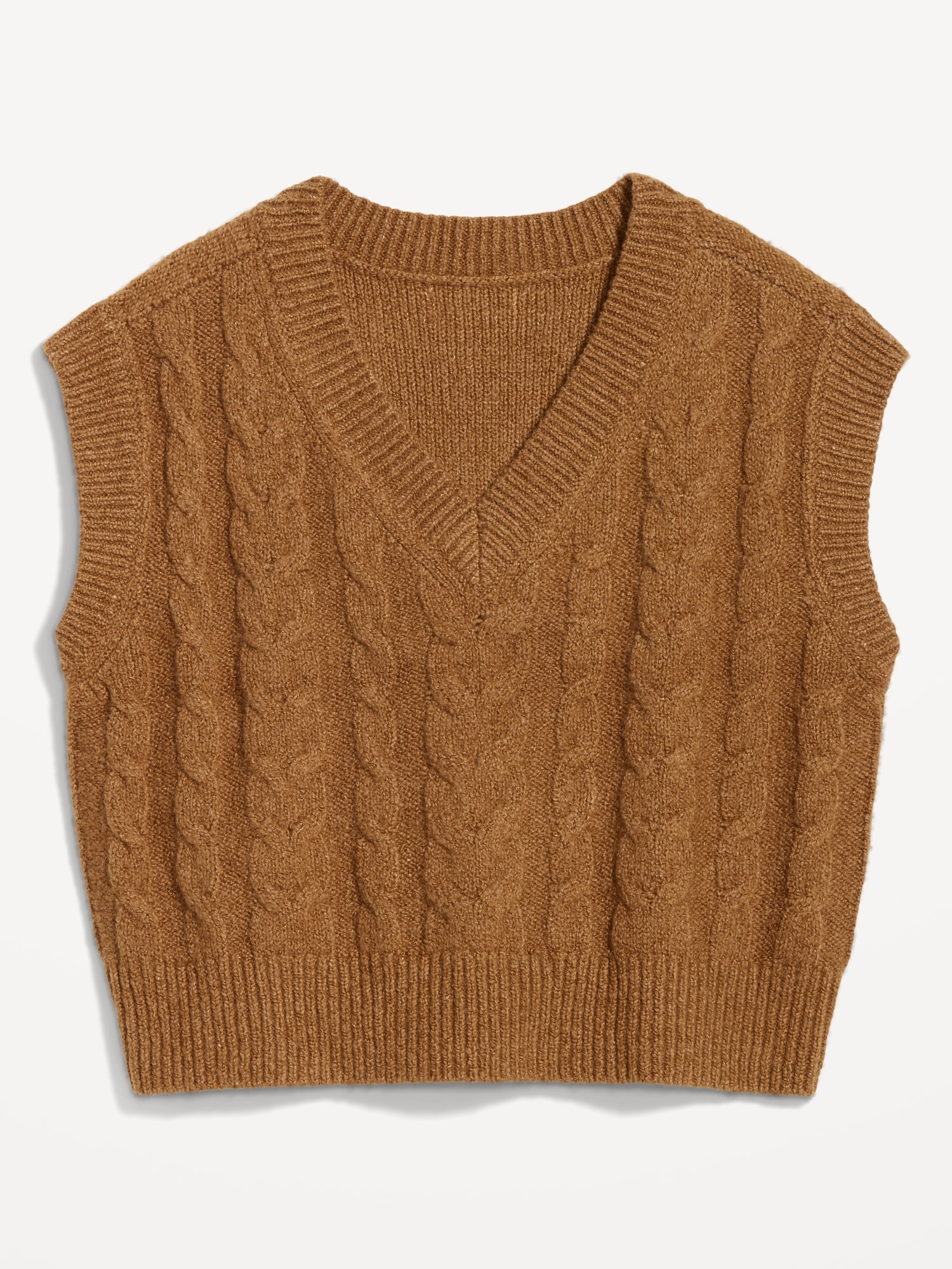 Plush knit V-neck sweater vest