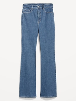 Higher High-Waisted Cotton-Hemp Blend Flare Cut-Off Jeans for Women