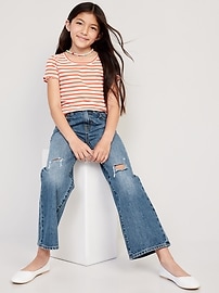 View large product image 3 of 5. High-Waisted Baggy Ripped Wide-Leg Jeans for Girls