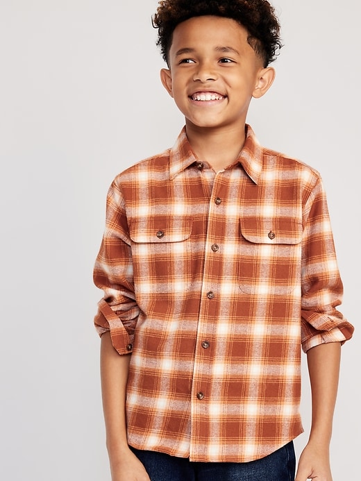 View large product image 1 of 3. Soft-Brushed Flannel Pocket Shirt for Boys