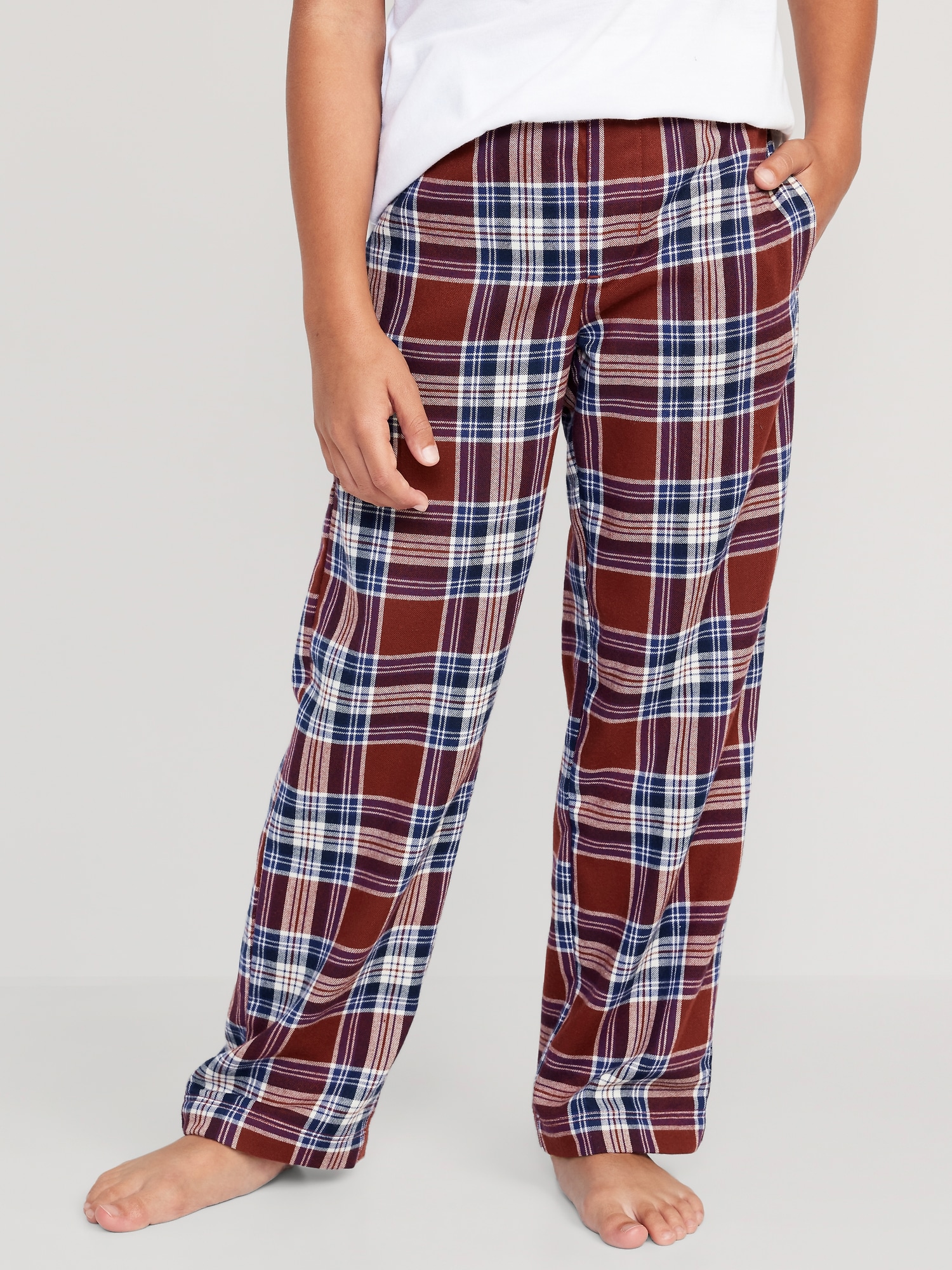 Calvin Klein Plaid Pajama Pants Size XS 5/6 fleece Boys Black Red Gray