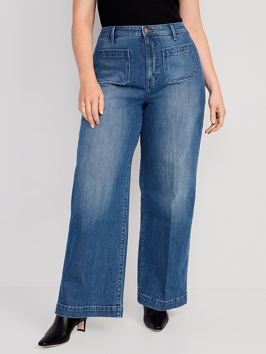 Image number 7 showing, Extra High-Waisted Trouser Wide-Leg Jeans