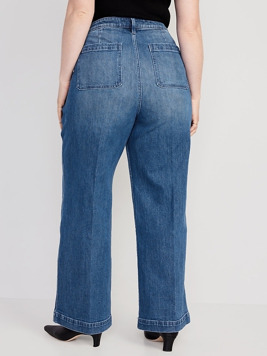 Image number 8 showing, Extra High-Waisted Trouser Wide-Leg Jeans