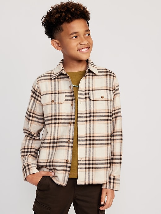 View large product image 1 of 4. Soft-Brushed Flannel Pocket Shirt for Boys