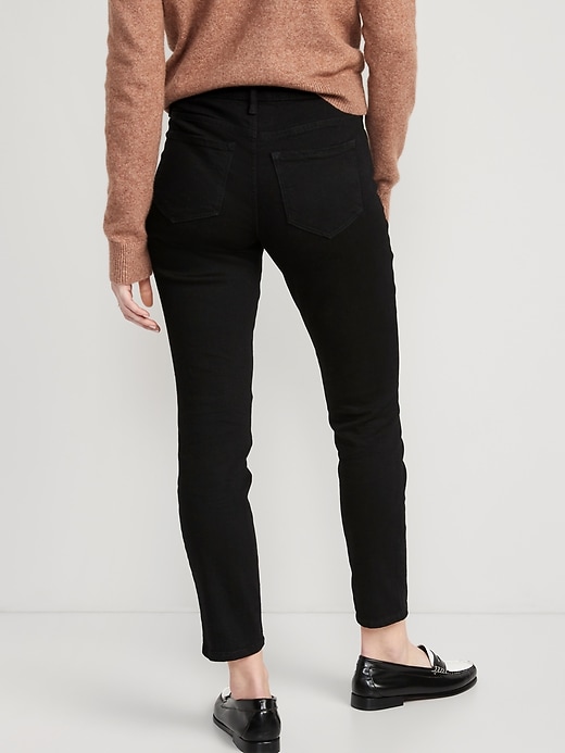 Image number 2 showing, Mid-Rise Power Slim Straight Black Jeans