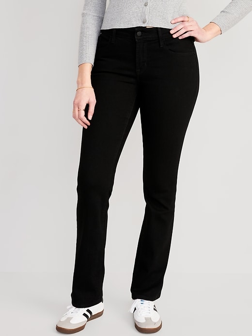Image number 1 showing, Mid-Rise Kicker Boot-Cut Black Jeans