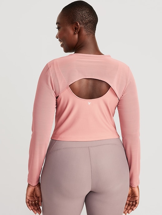 Image number 6 showing, PowerSoft 2-in-1 Mesh-Sleeve Crop Top