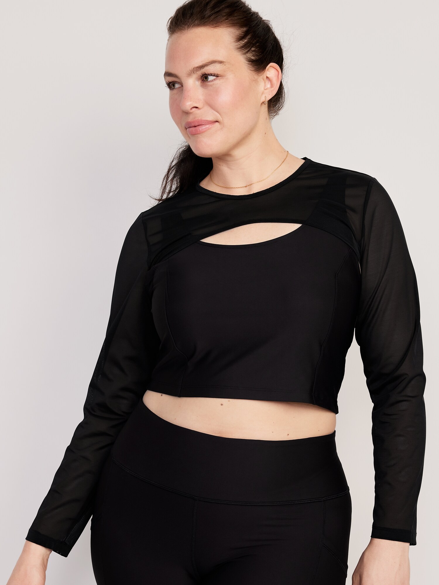 PowerSoft 2in1 MeshSleeve Crop Top Old Navy