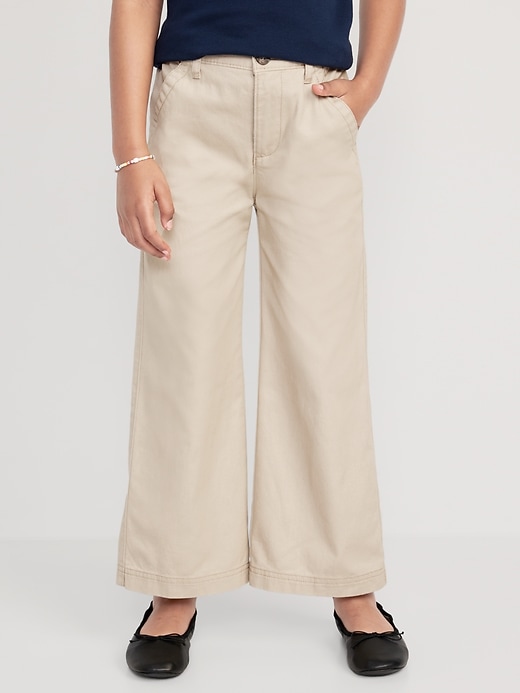 View large product image 1 of 4. High-Waisted Wide-Leg School Uniform Pants for Girls