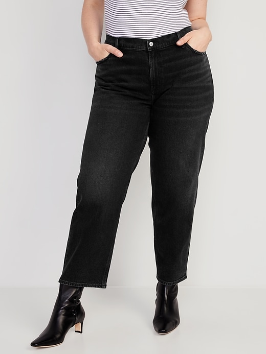 Mid-Rise Boyfriend Loose Black Jeans for Women | Old Navy
