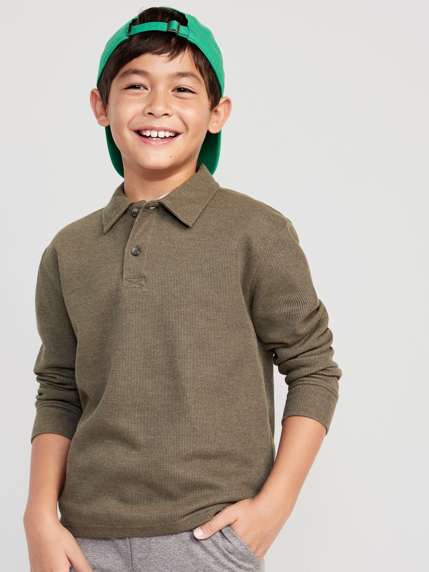 Long-Sleeve Polo Pullover Sweater for Boys