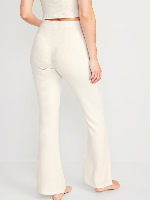 Image number 2 showing, High-Waisted Rib-Knit Split Flare Lounge Pants