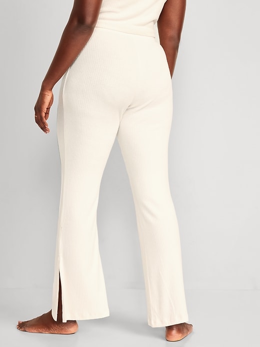 Image number 6 showing, High-Waisted Rib-Knit Split Flare Lounge Pants