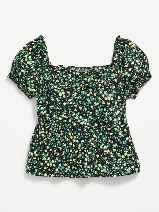 Printed Short Puff-Sleeve Smocked Top for Girls | Old Navy
