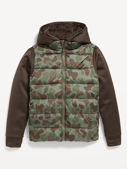 View large product image 2 of 3. Micro Fleece Hybrid Hooded Jacket for Boys
