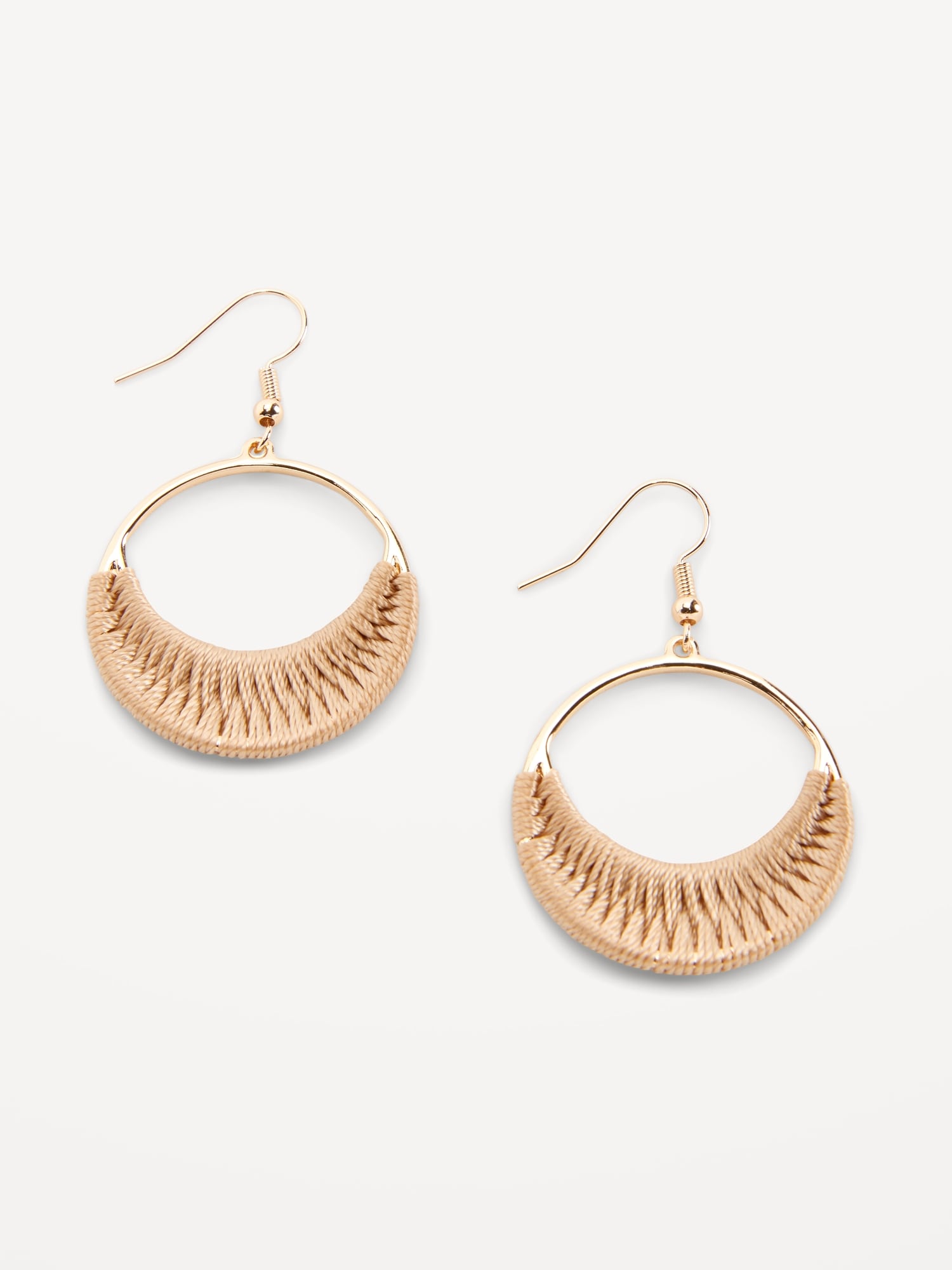 Gold-Plated Thread-Woven Dangling Hoop Earrings for Women | Old Navy