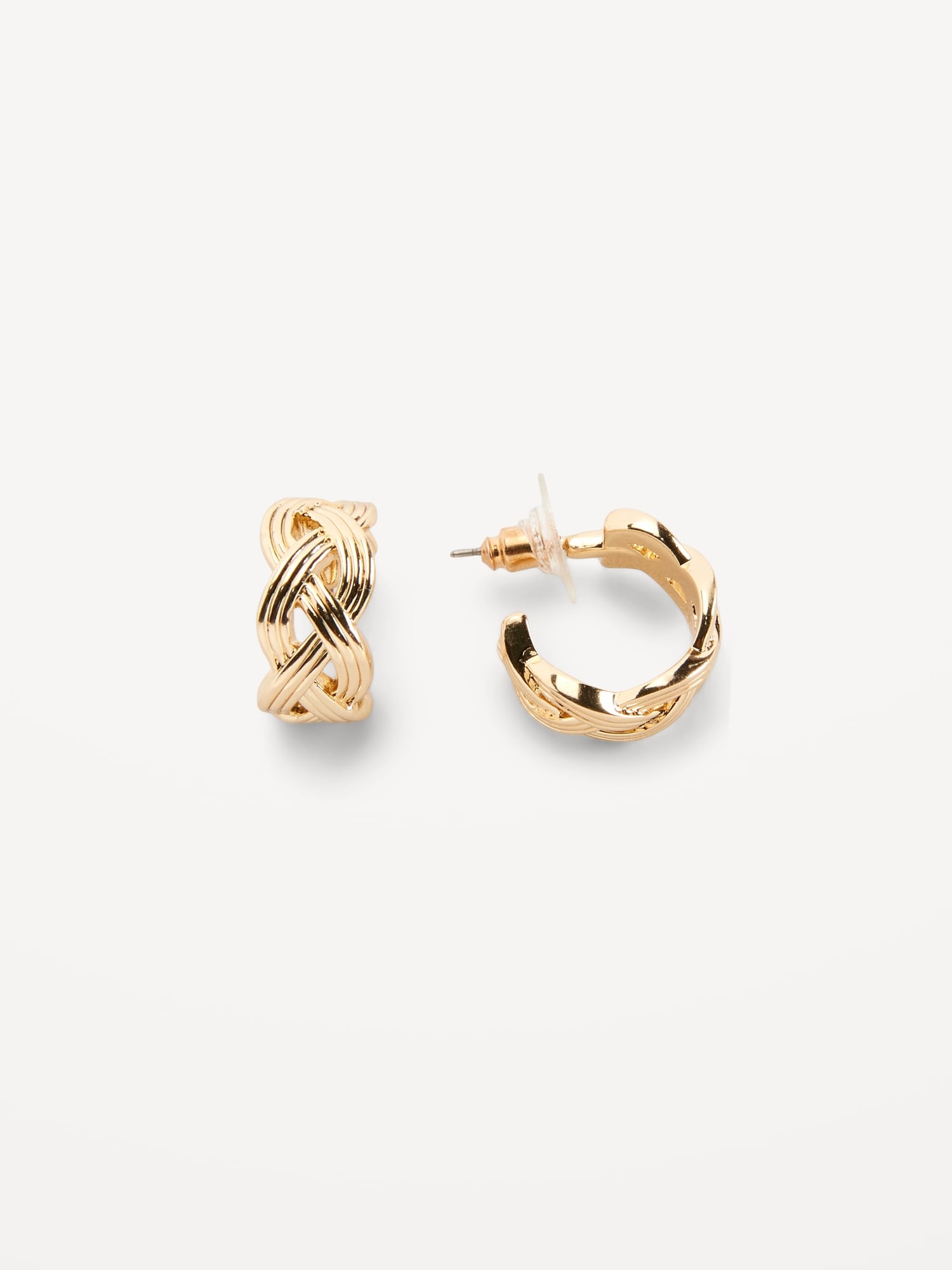 Gold-Plated Braided Open Hoop Earrings for Women | Old Navy