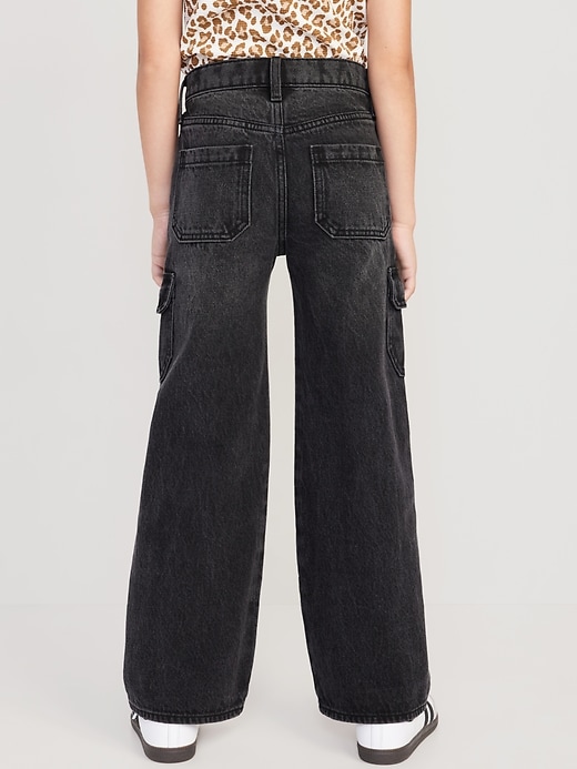 View large product image 2 of 4. High-Waisted Baggy Wide-Leg Cargo Jeans for Girls