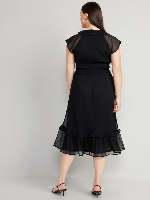 Image number 5 showing, Waist-Defined Flutter-Sleeve Midi Dress
