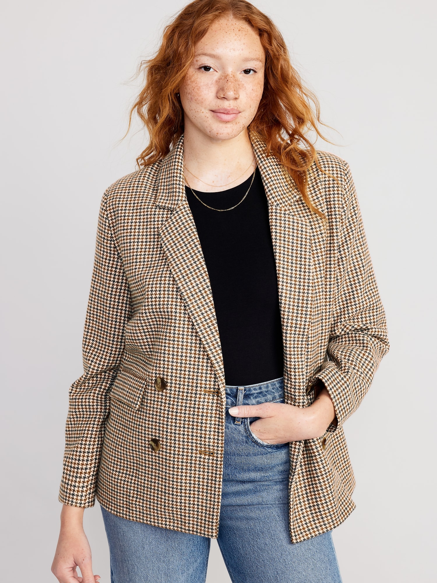 Double-Breasted Textured Blazer | Old Navy