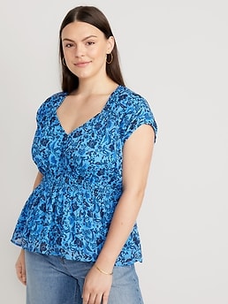 Waist-Defined Printed Dolman-Sleeve Top | Old Navy