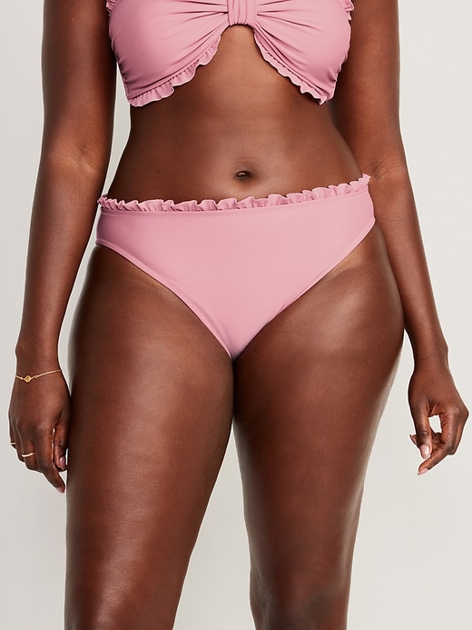 Image number 5 showing, Mid-Rise Ruffle-Trim Bikini Swim Bottoms