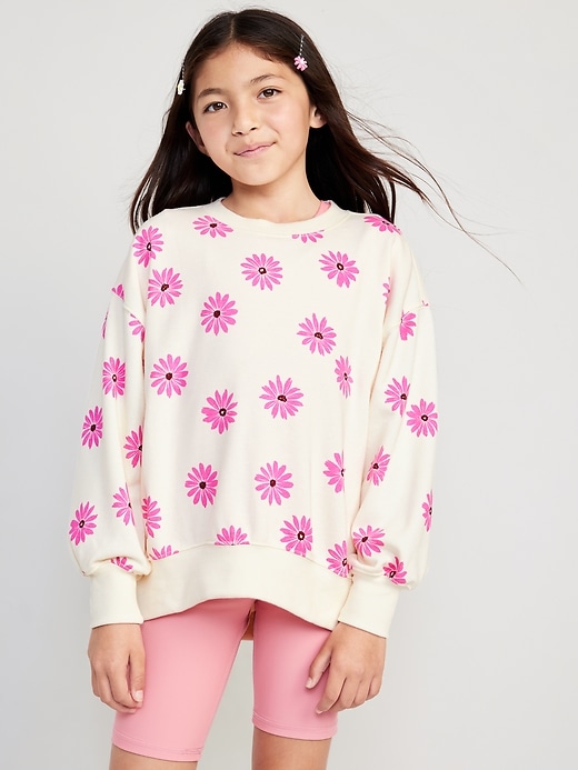 View large product image 1 of 3. Slouchy Crew Neck Graphic Sweatshirt for Girls